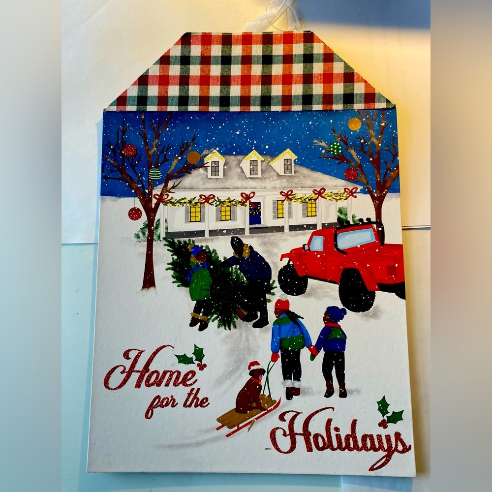 "Home for the Holidays" African American Wall Hanging Holiday Christmas Decor